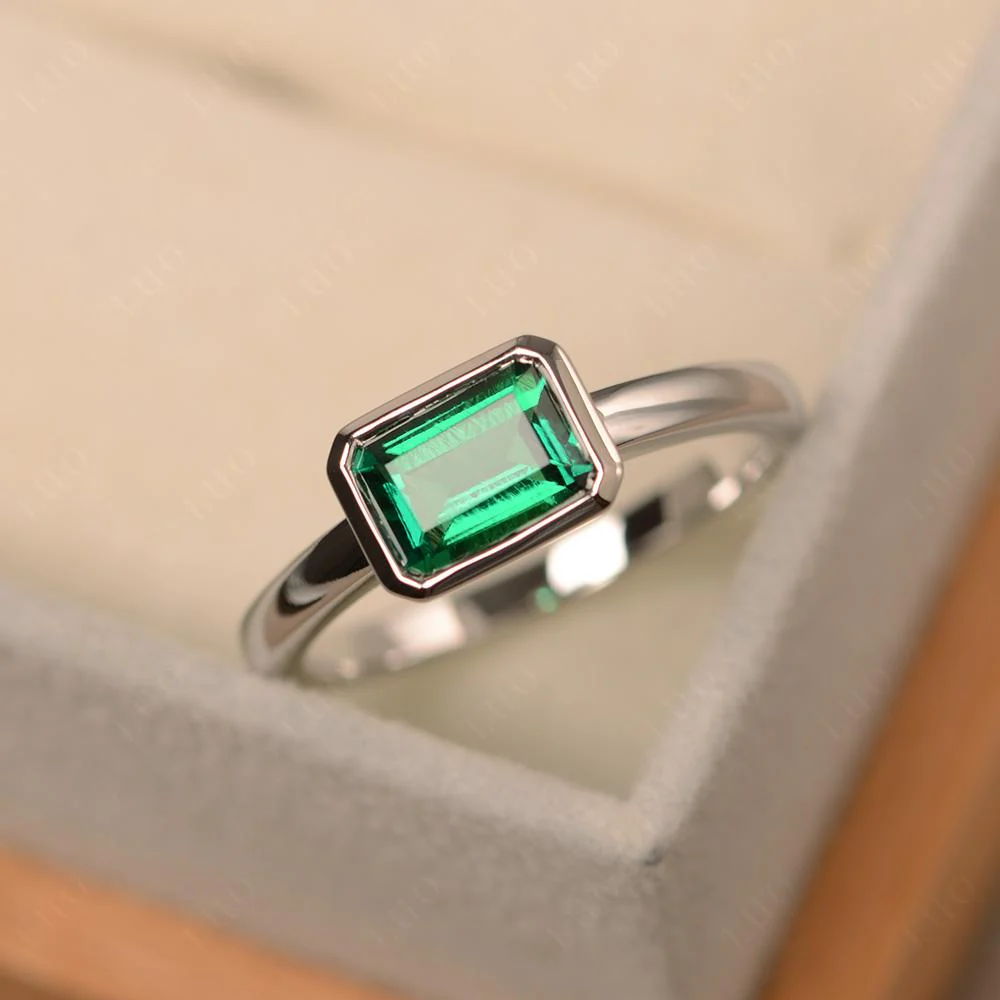 Emerald Bezel Emerald Cut Engagement Ring - Image 30