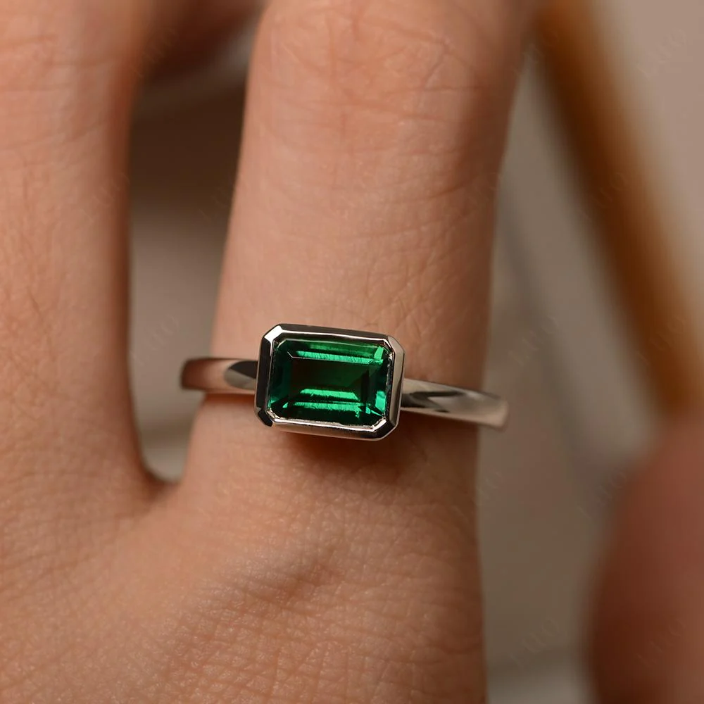 Emerald Bezel Emerald Cut Engagement Ring - Image 32