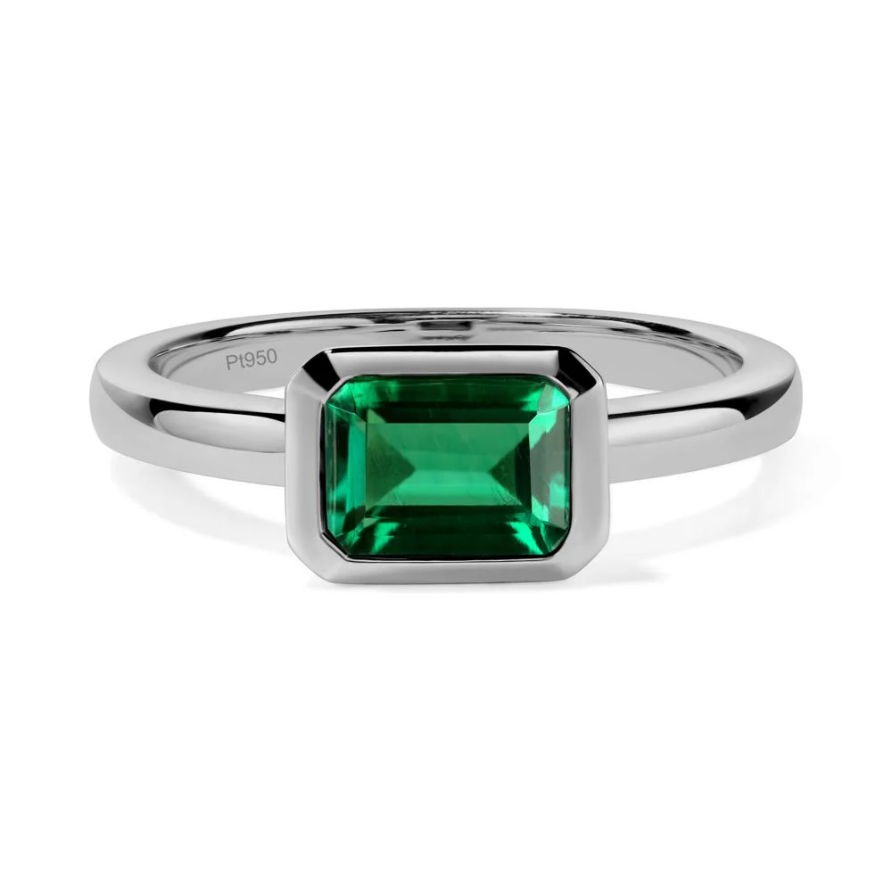 Emerald Bezel Emerald Cut Engagement Ring - Image 4
