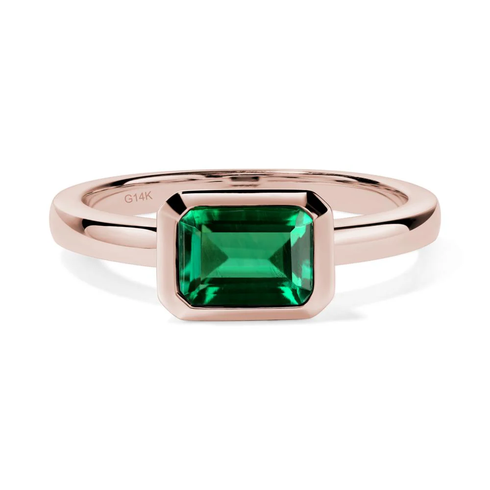 Emerald Bezel Emerald Cut Engagement Ring - Image 5