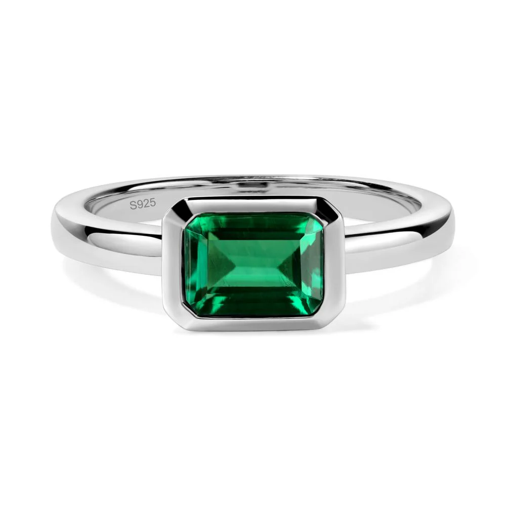 Emerald Bezel Emerald Cut Engagement Ring - Image 7