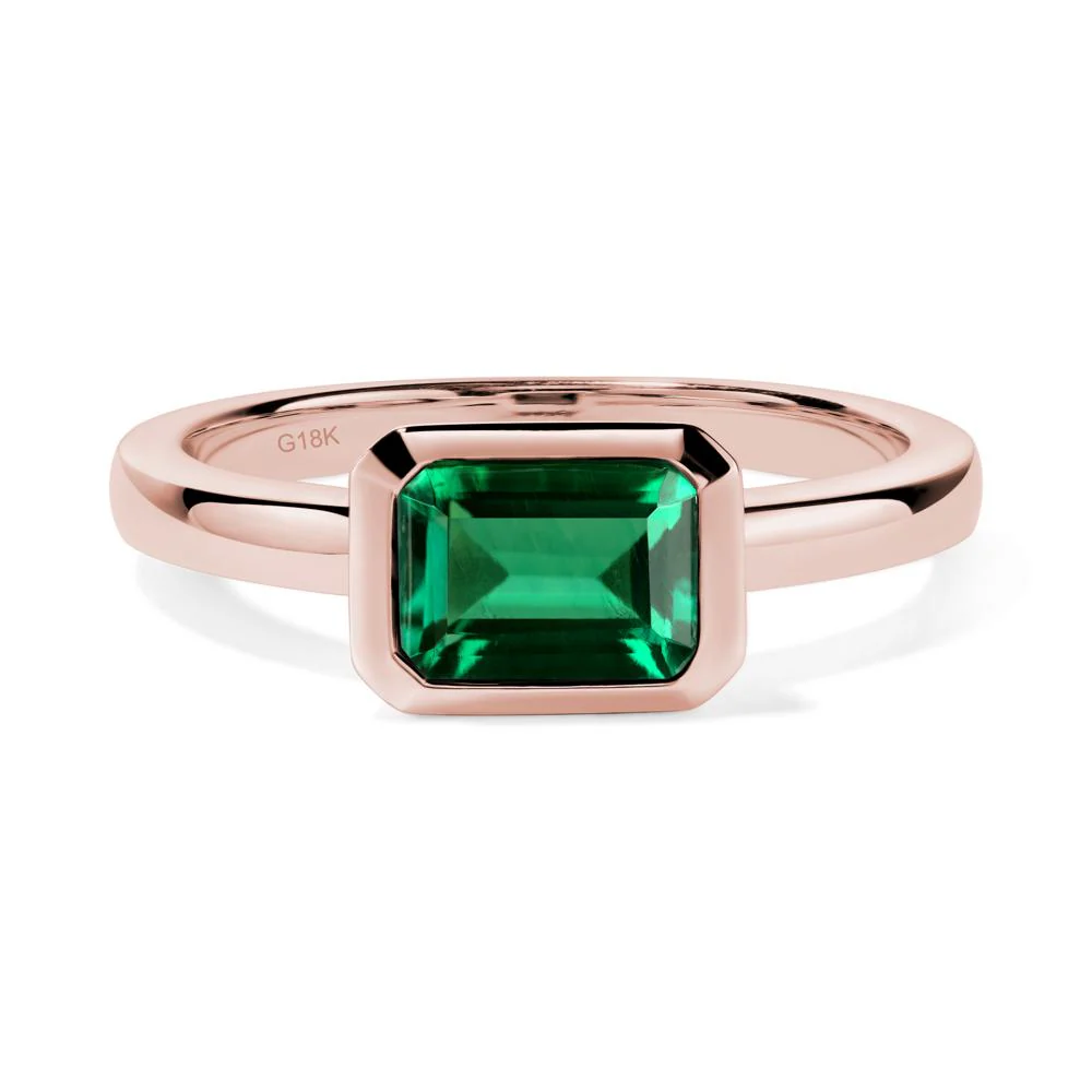 Emerald Bezel Emerald Cut Engagement Ring - Image 9