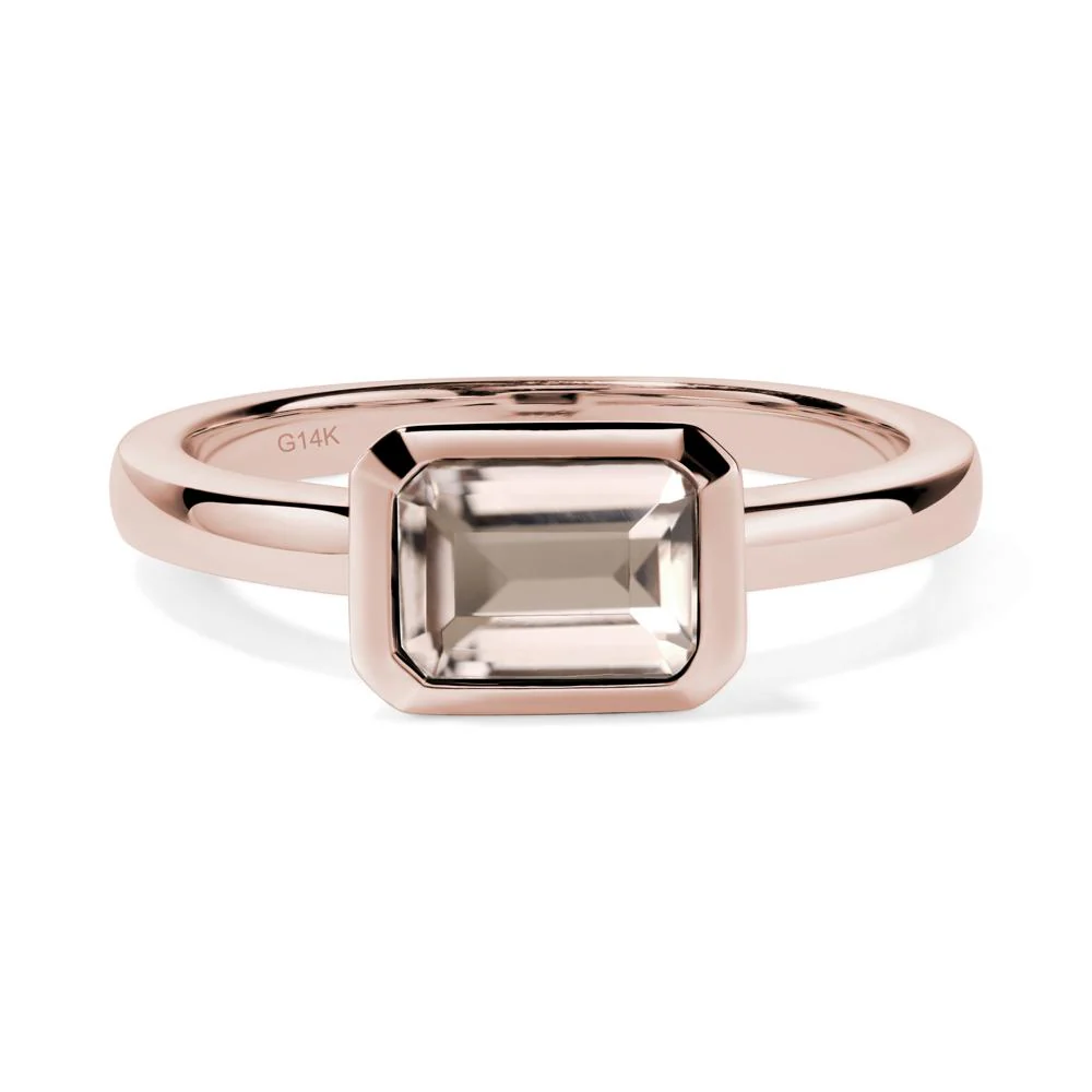 East West Emerald Cut Morganite Bezel Ring