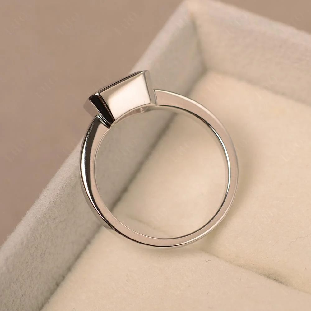 East West Emerald Cut Rose Quartz Bezel Ring - Image 31