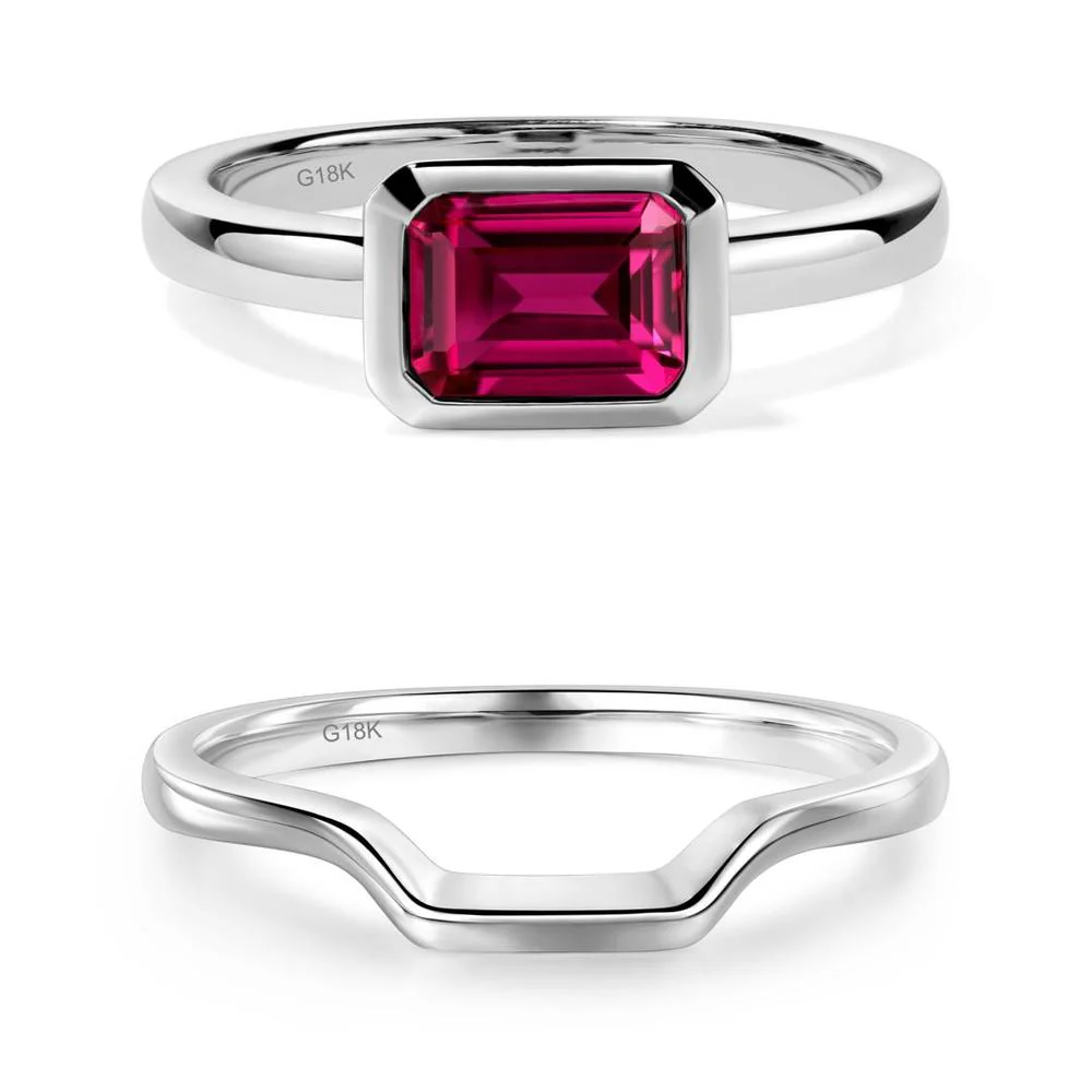 Ruby Bezel Emerald Cut Engagement Ring - Image 11