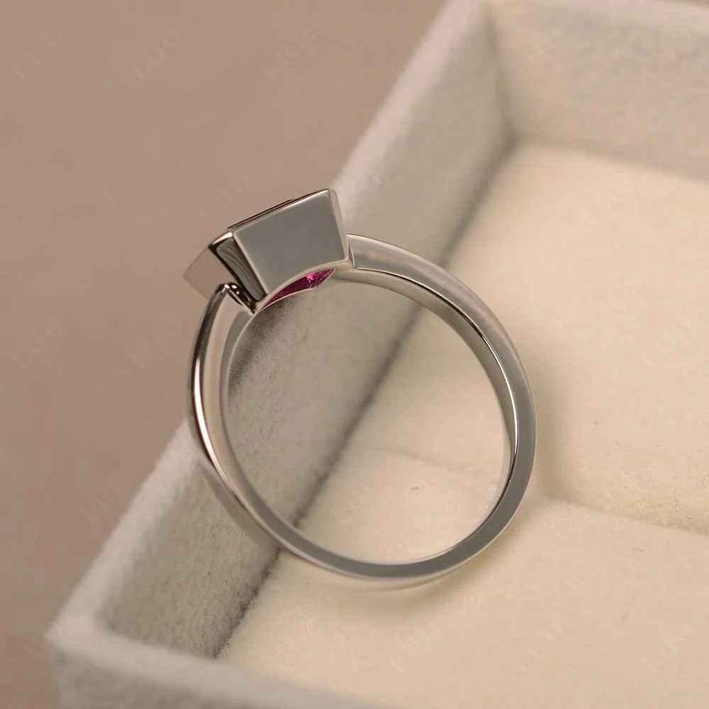 Ruby Bezel Emerald Cut Engagement Ring - Image 31