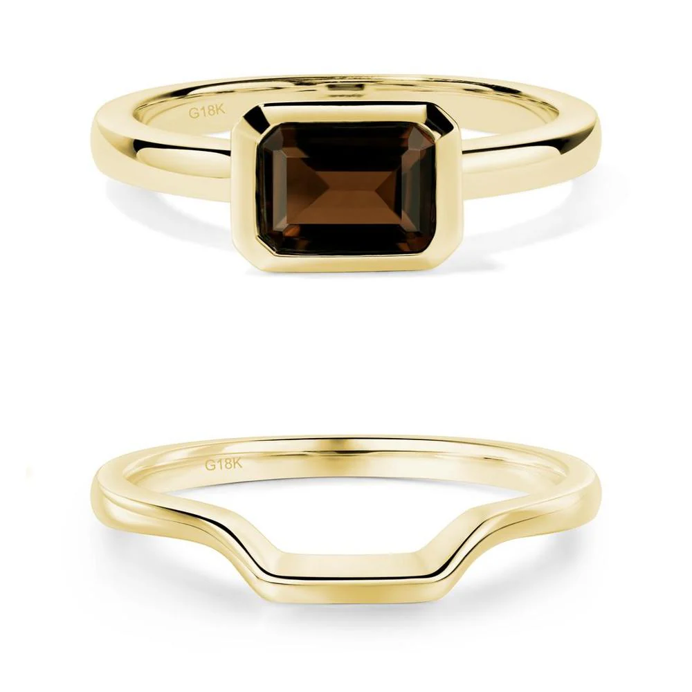 Smoky Quartz Bezel Emerald Cut Engagement Ring - Image 27