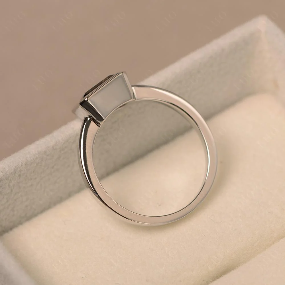 Smoky Quartz Bezel Emerald Cut Engagement Ring - Image 31