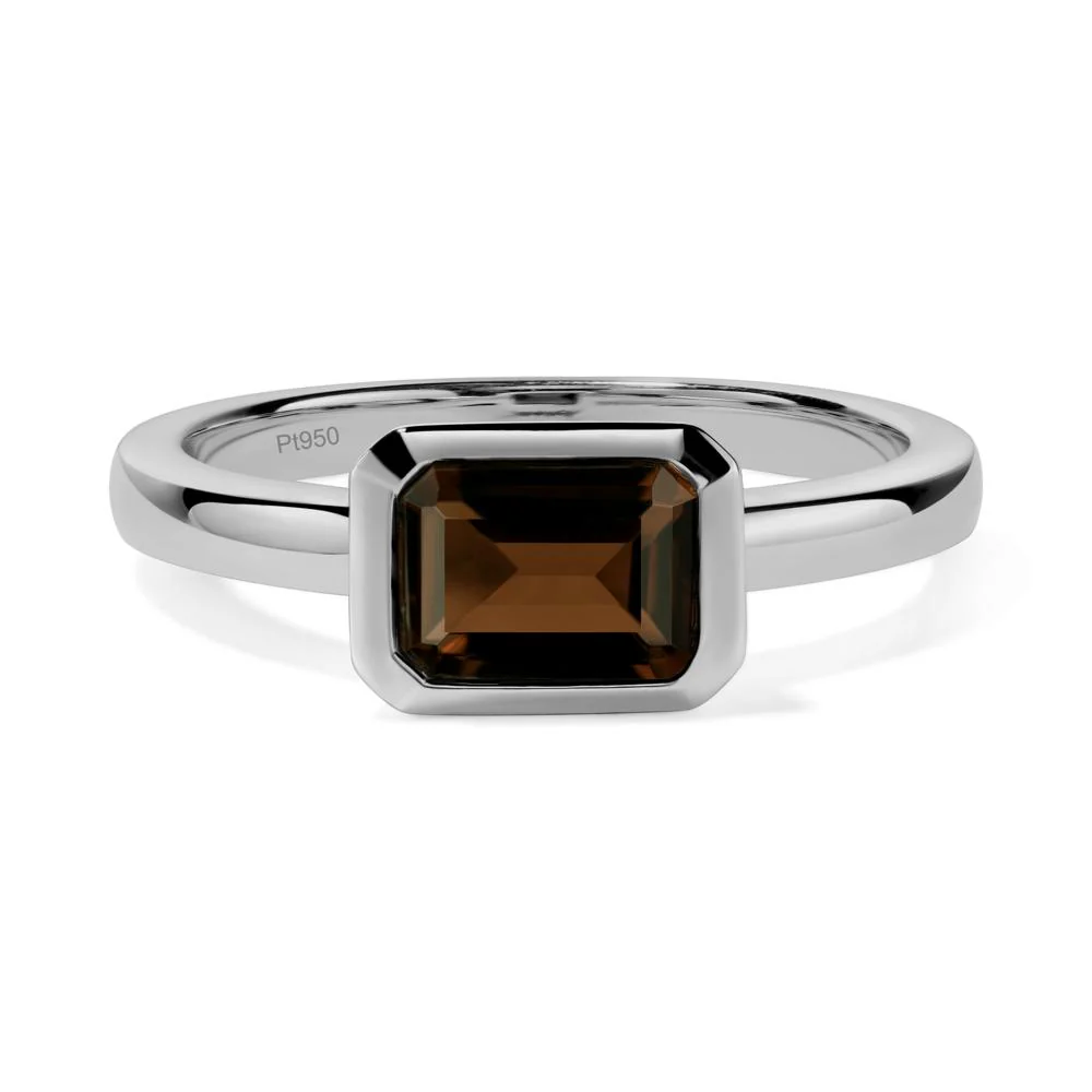 Smoky Quartz Bezel Emerald Cut Engagement Ring - Image 6