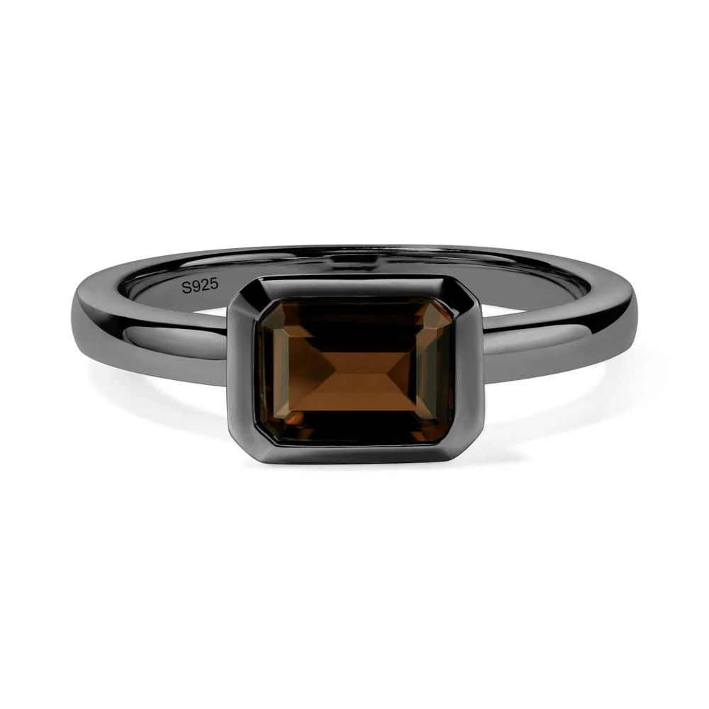 Smoky Quartz Bezel Emerald Cut Engagement Ring - Image 8