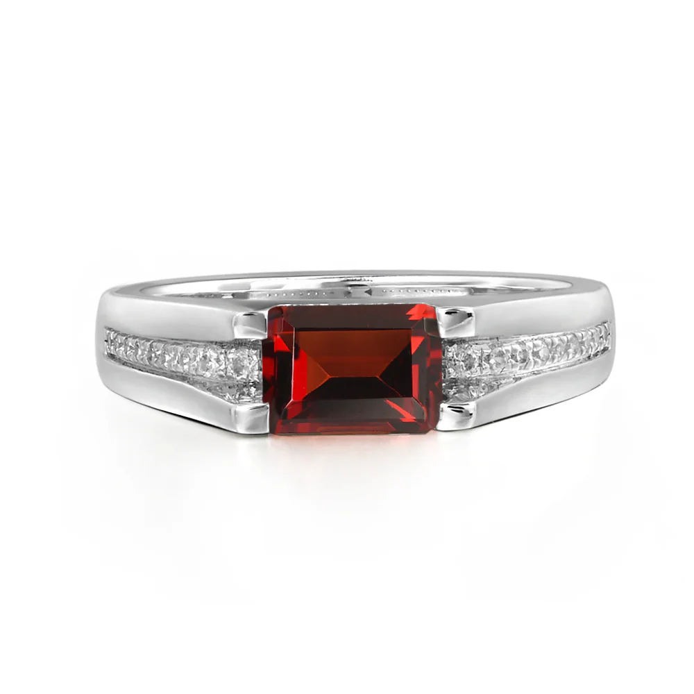East West Garnet Engagement Ring