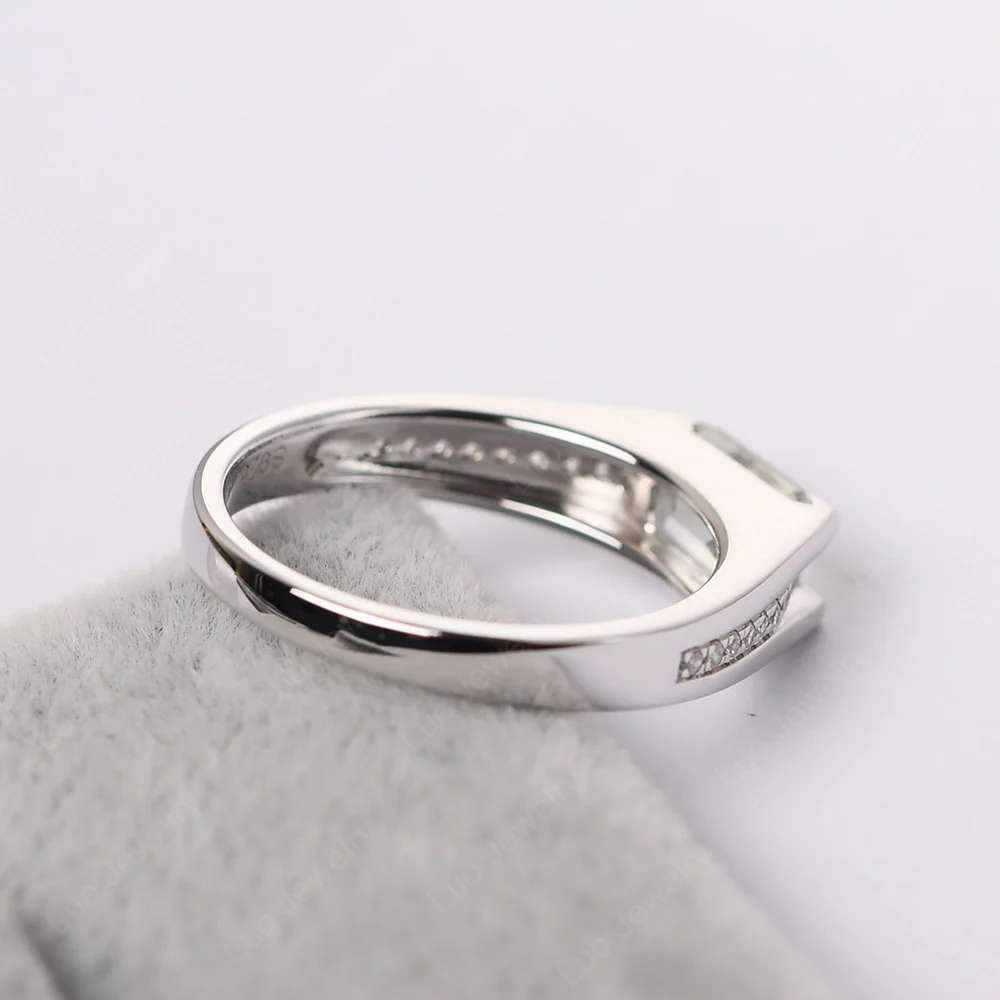 East West Green Amethyst Engagement Ring - Image 4