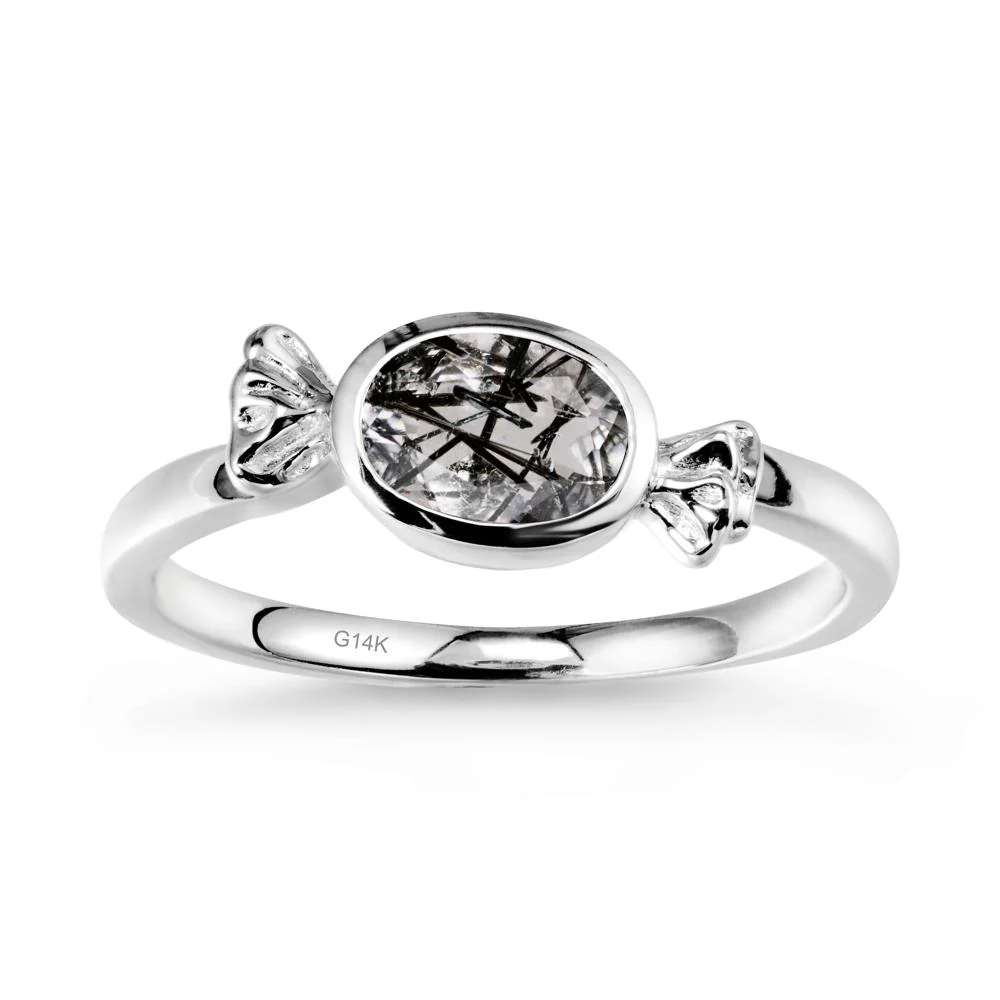 East-West Halloween Black Rutilated Quartz Ring - Image 3