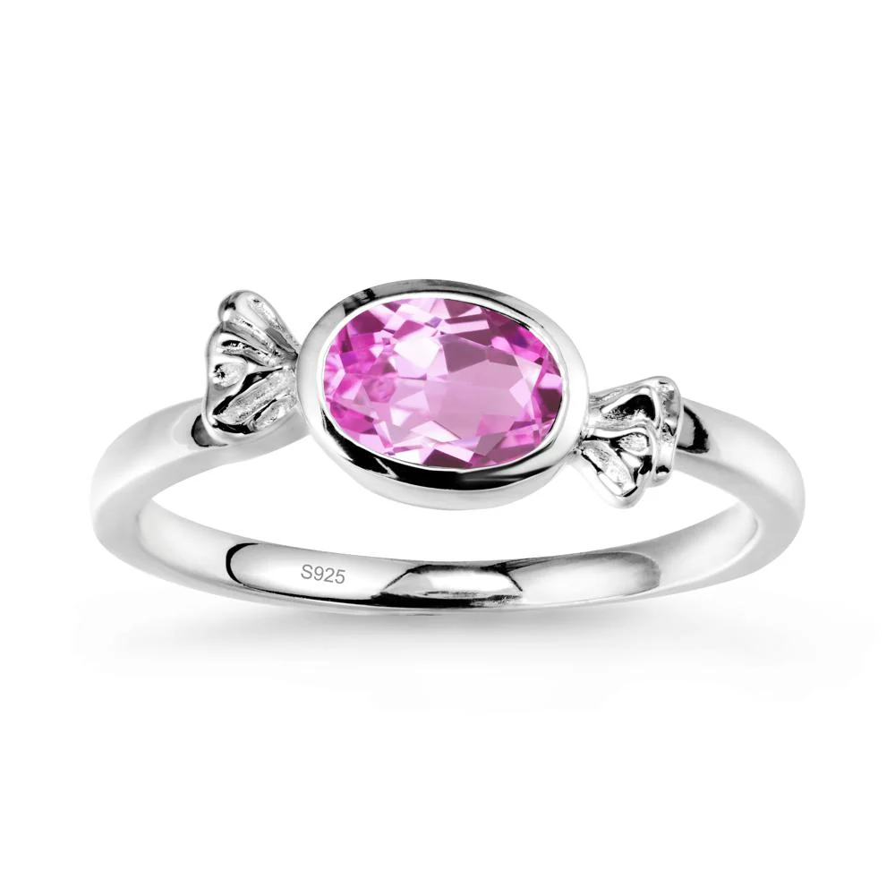 East-West Halloween Pink Sapphire Ring