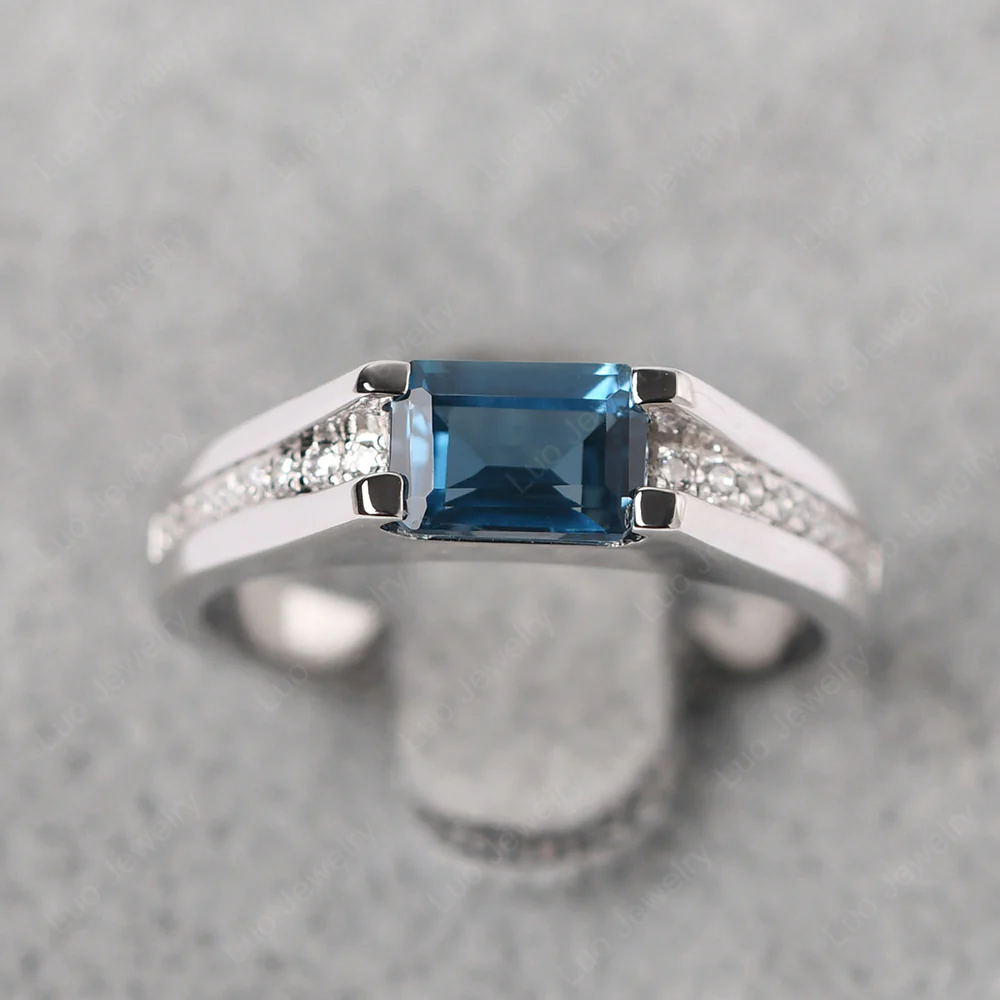 East West London Blue Topaz Engagement Ring - Image 3