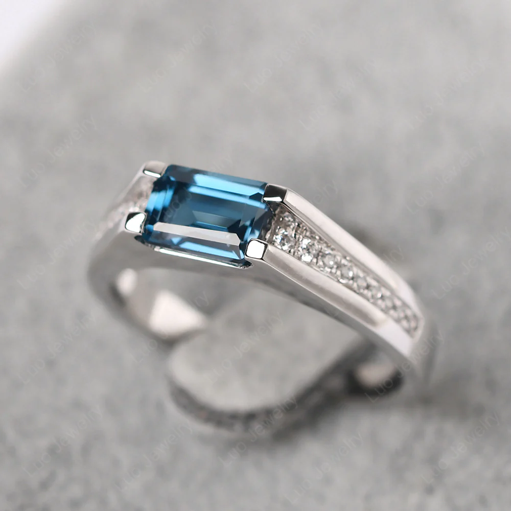 East West London Blue Topaz Engagement Ring - Image 4