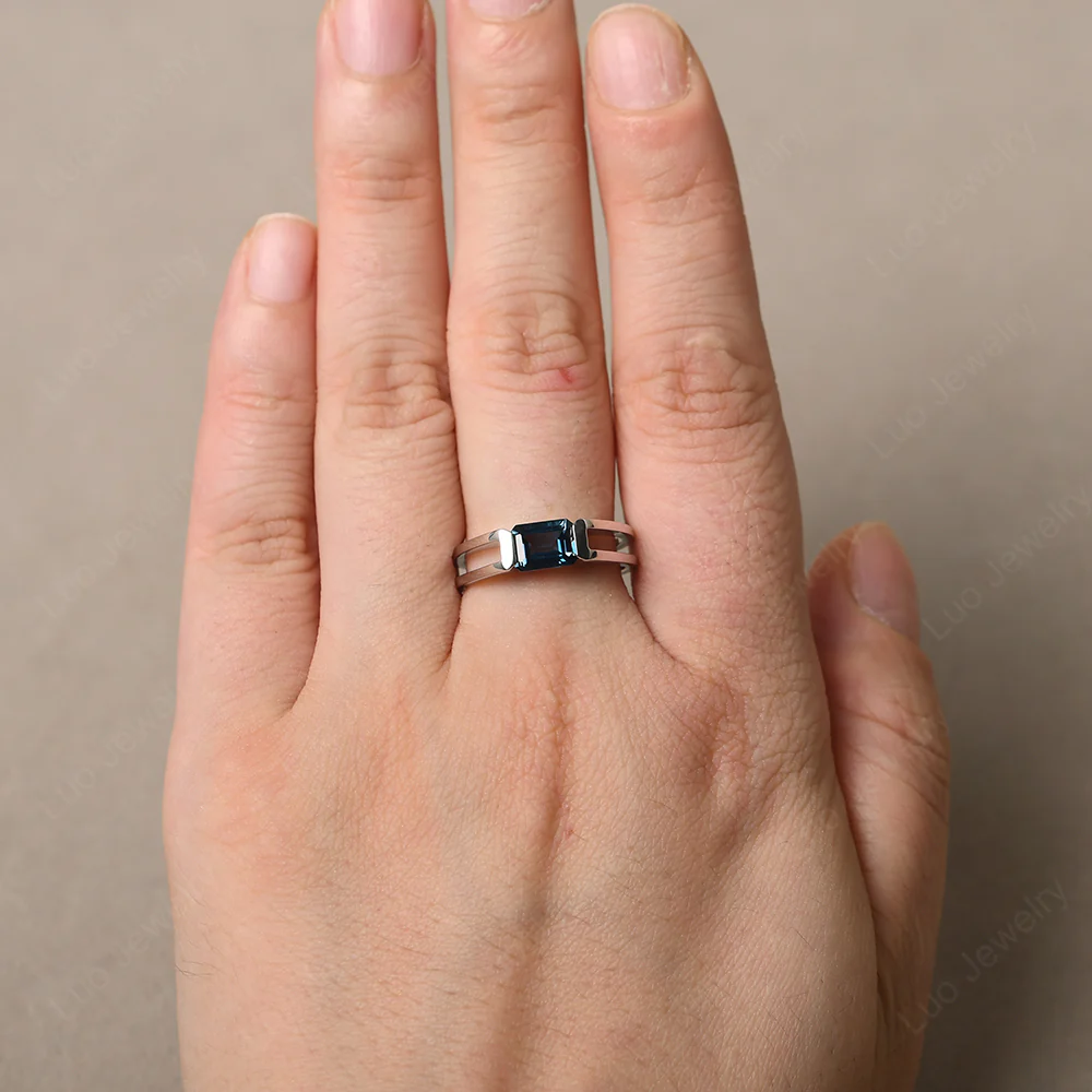 East West London Blue Topaz Solitaire Ring - Image 5