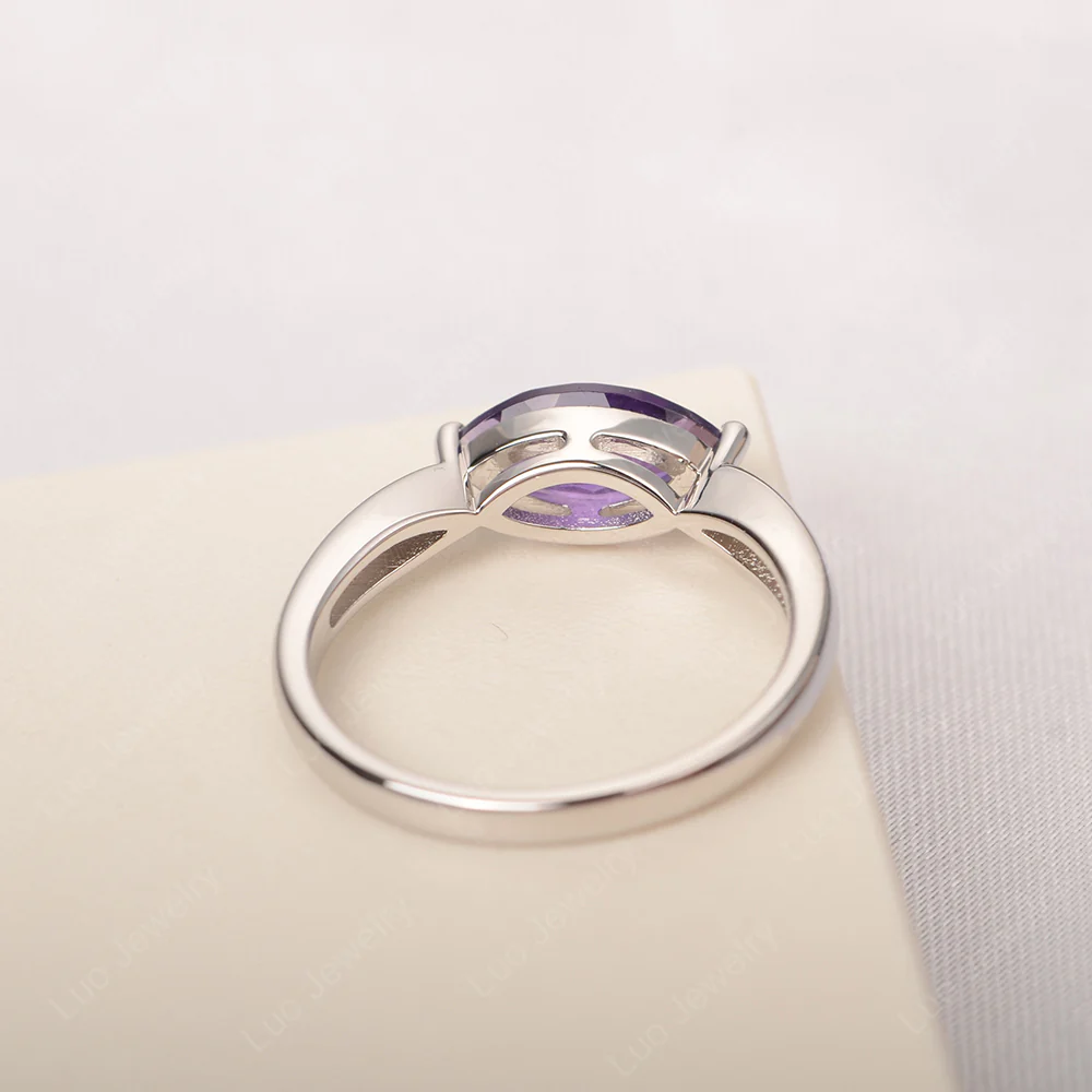 Marquise Cut Amethyst East West Ring - Image 4