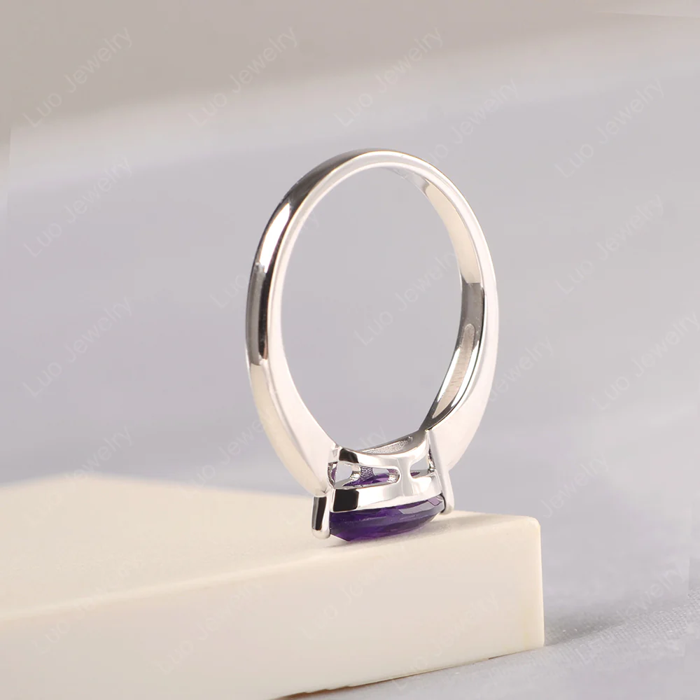 Marquise Cut Amethyst East West Ring - Image 5
