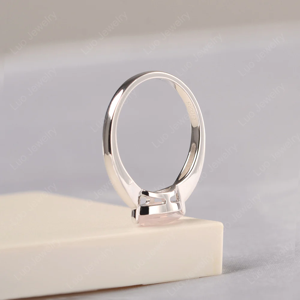 Marquise Cut Rose Quartz East West Ring - Image 4