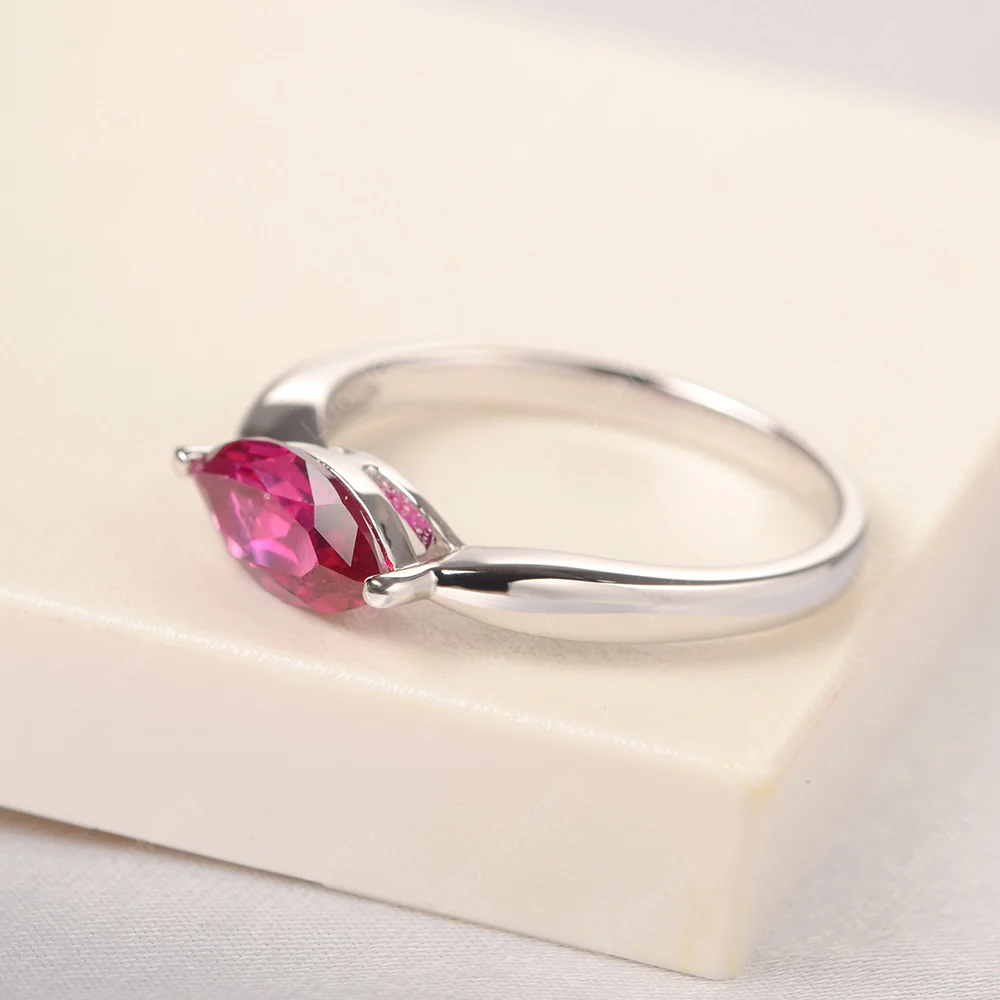 Marquise Cut Ruby East West Ring - Image 2