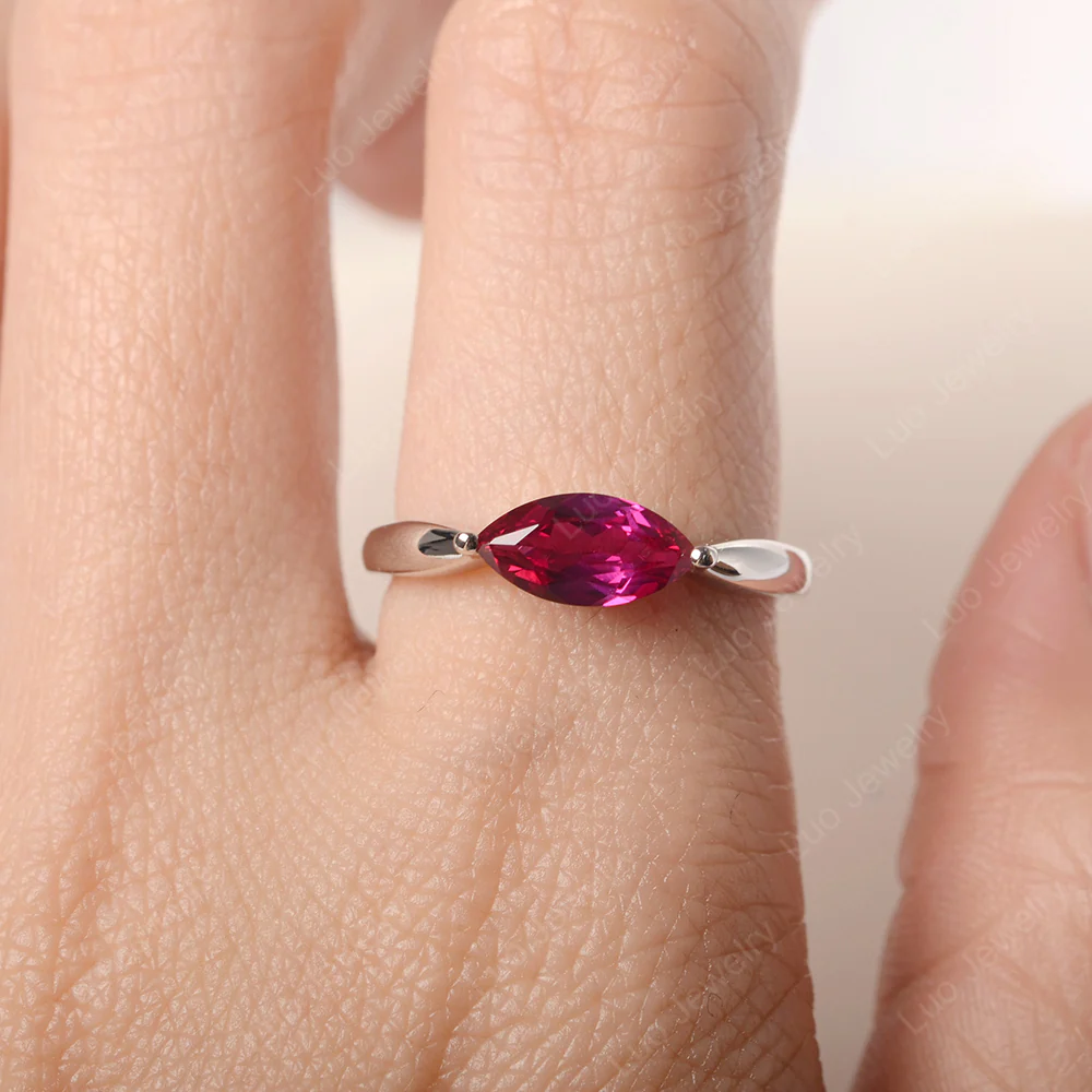 Marquise Cut Ruby East West Ring - Image 5