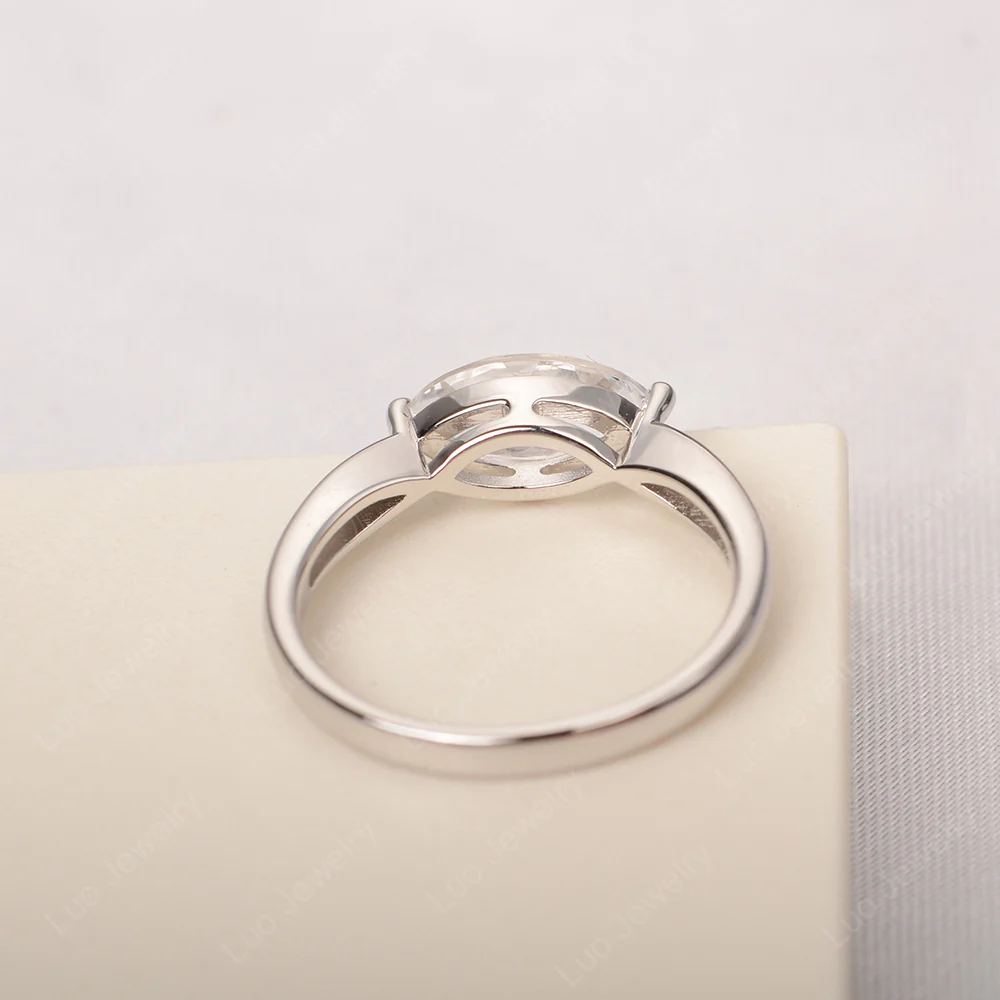 Marquise Cut White Topaz East West Ring - Image 3