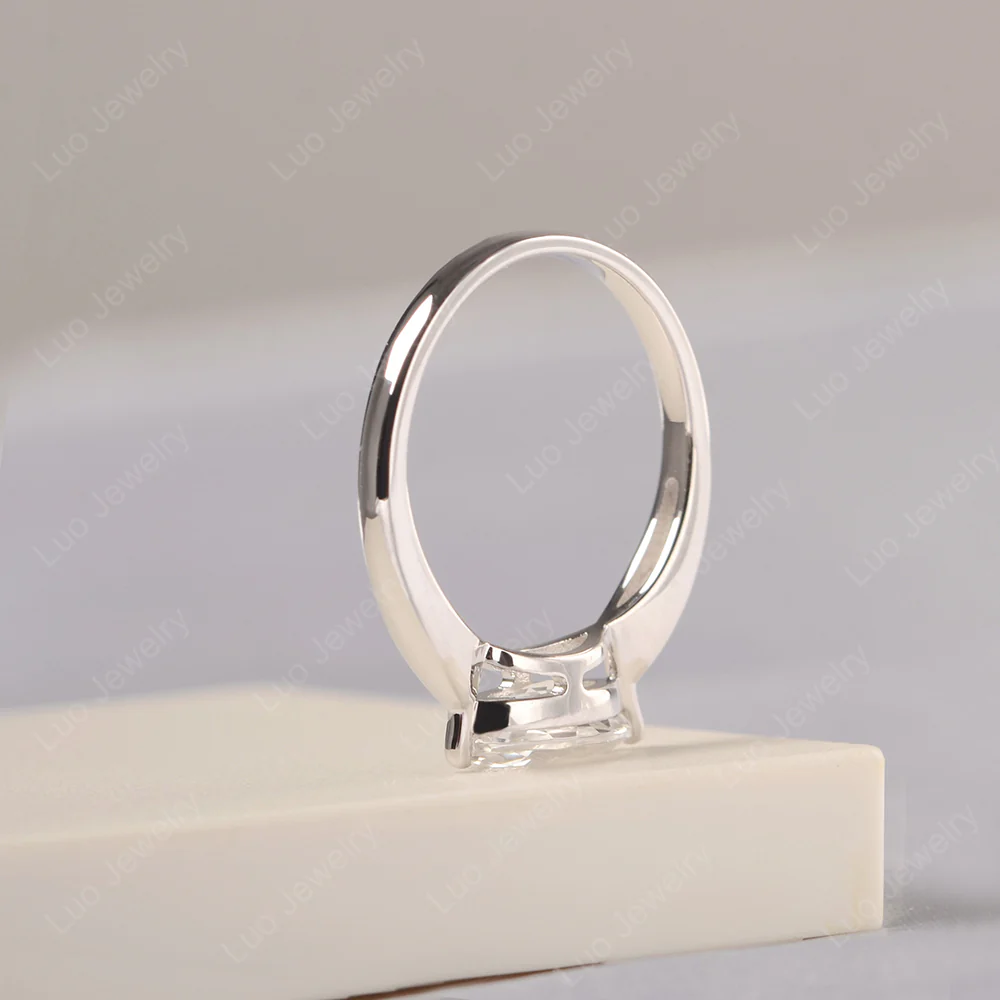 Marquise Cut White Topaz East West Ring - Image 4