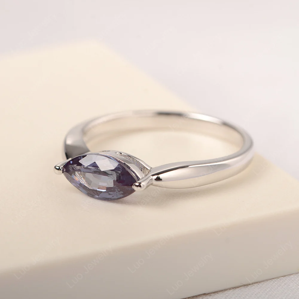 Marquise Cut Alexandrite East West Ring - Image 2
