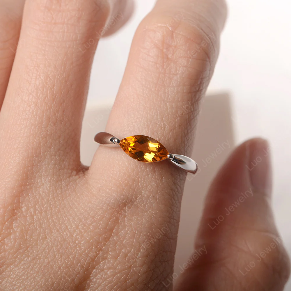 Marquise Cut Citrine East West Ring - Image 5