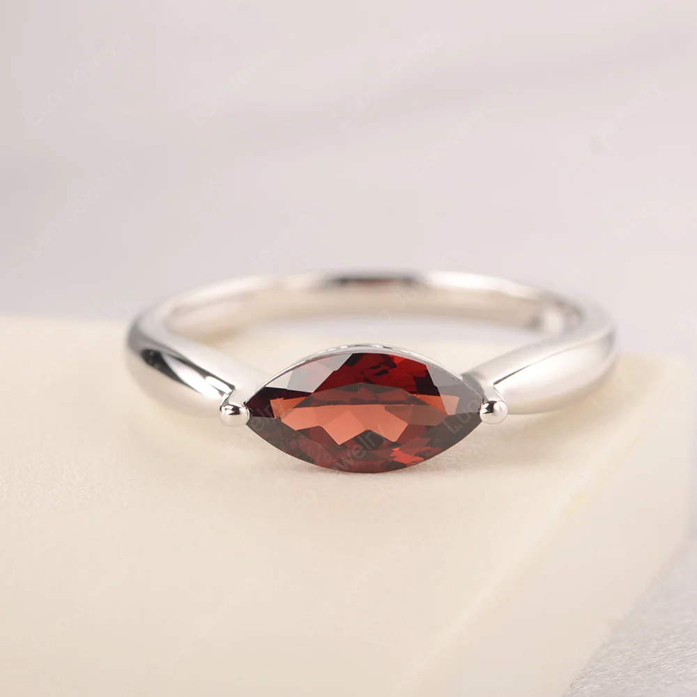 Marquise Cut Garnet East West Ring