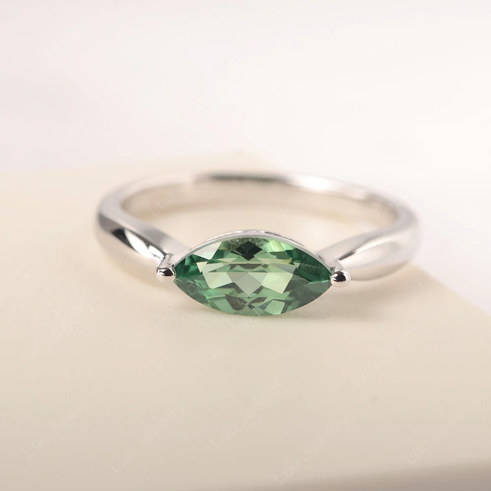 Marquise Cut Green Sapphire East West Ring