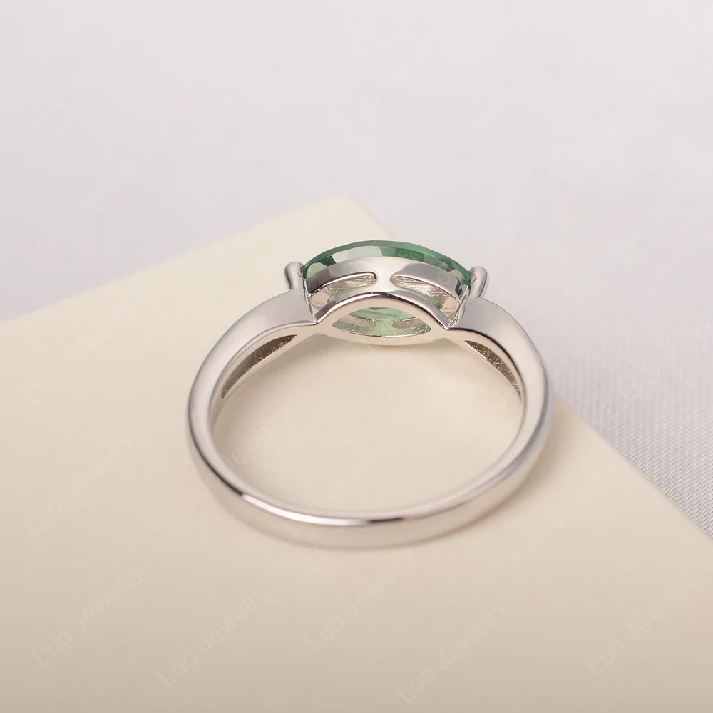 Marquise Cut Green Sapphire East West Ring - Image 3