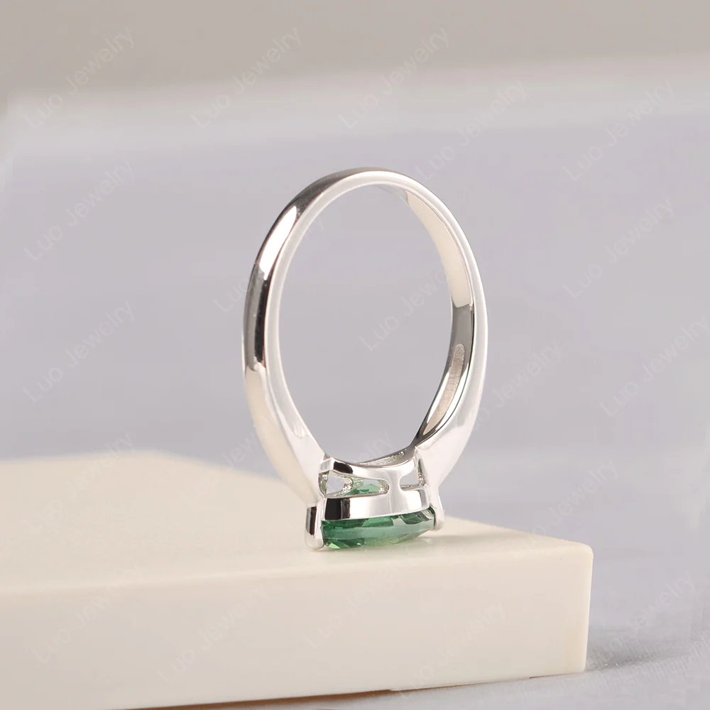 Marquise Cut Green Sapphire East West Ring - Image 4