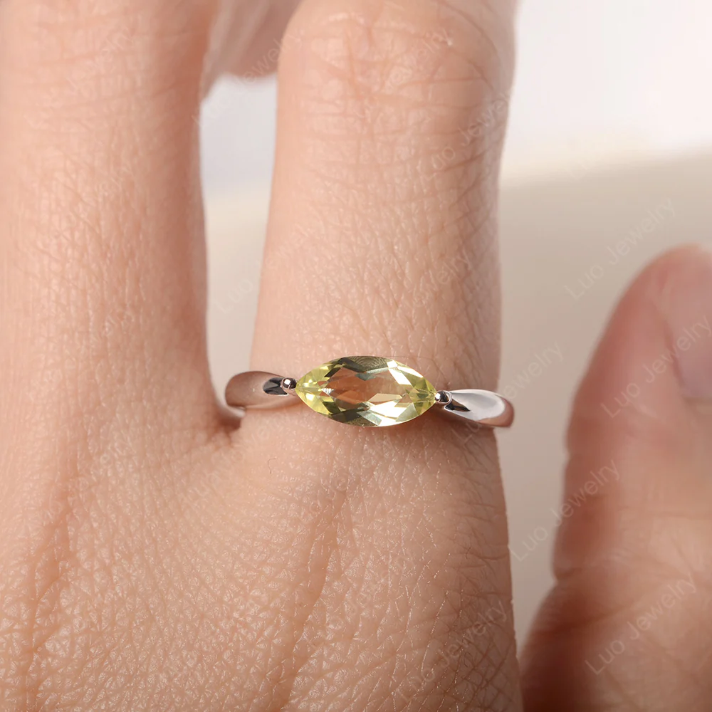 Marquise Cut Lemon Quartz East West Ring - Image 5