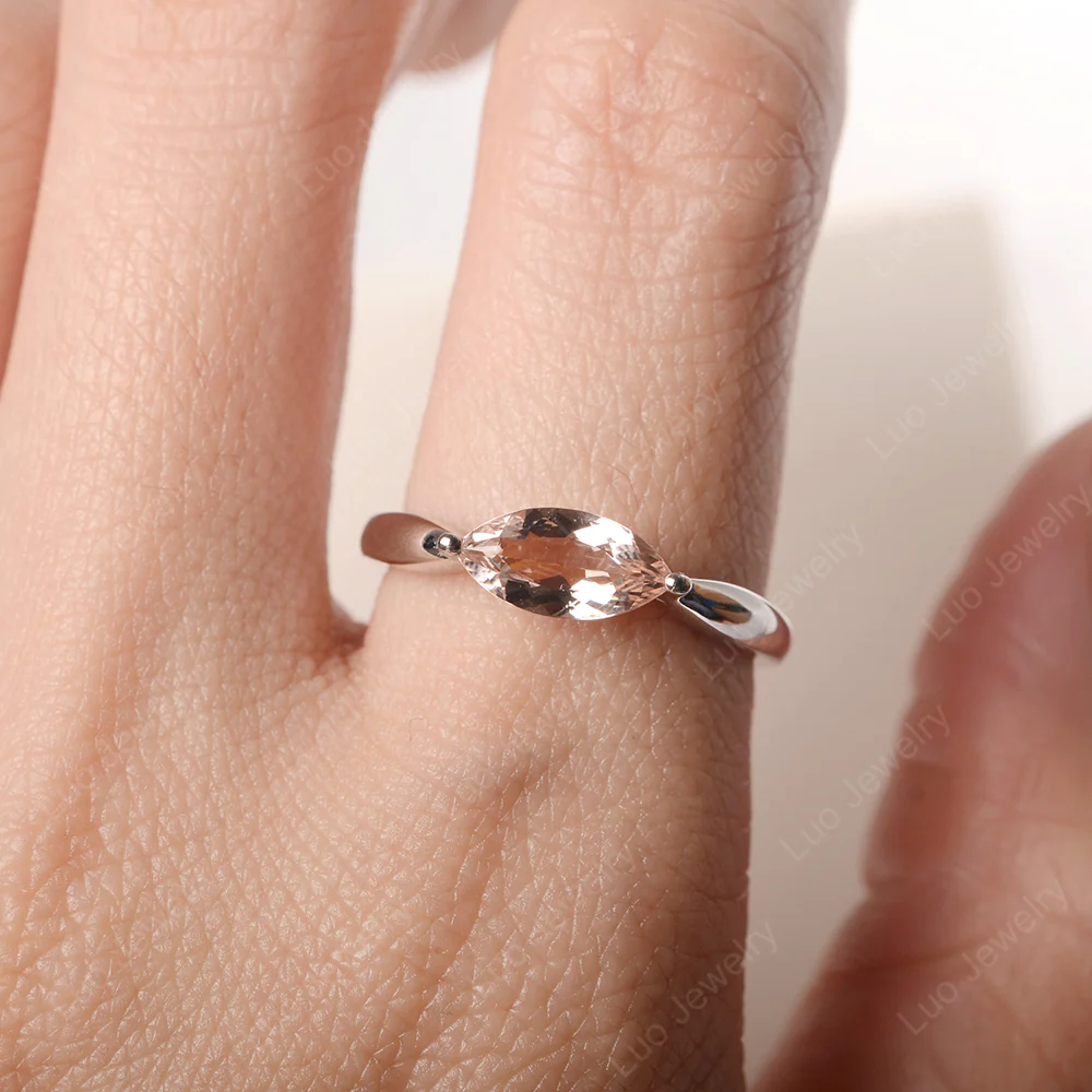 Marquise Cut Morganite East West Ring - Image 5