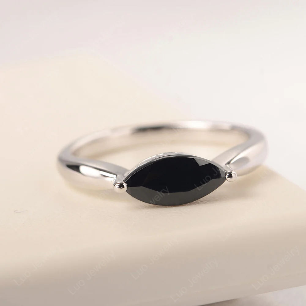 Marquise Cut Black Spinel East West Ring