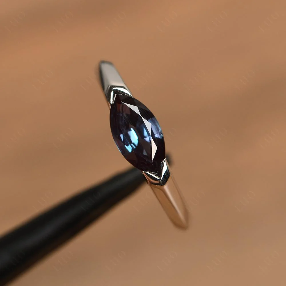 East West Marquise Cut Alexandrite Ring - Image 11