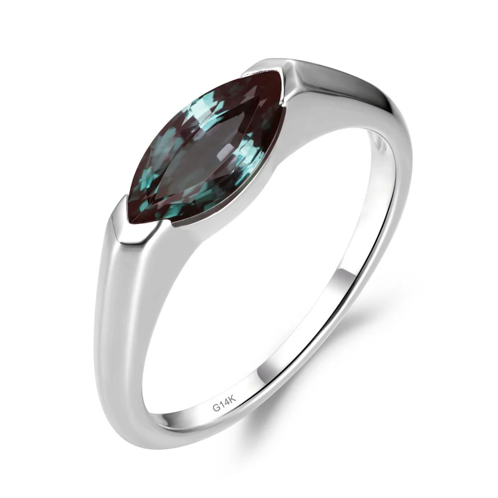 East West Marquise Cut Alexandrite Ring - Image 2