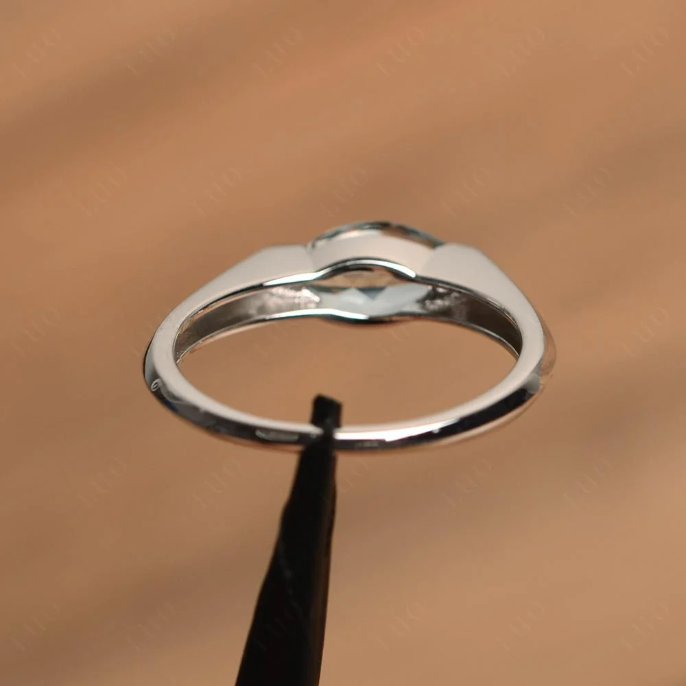 Aquamarine East West Bezel Marquise Ring - Image 12