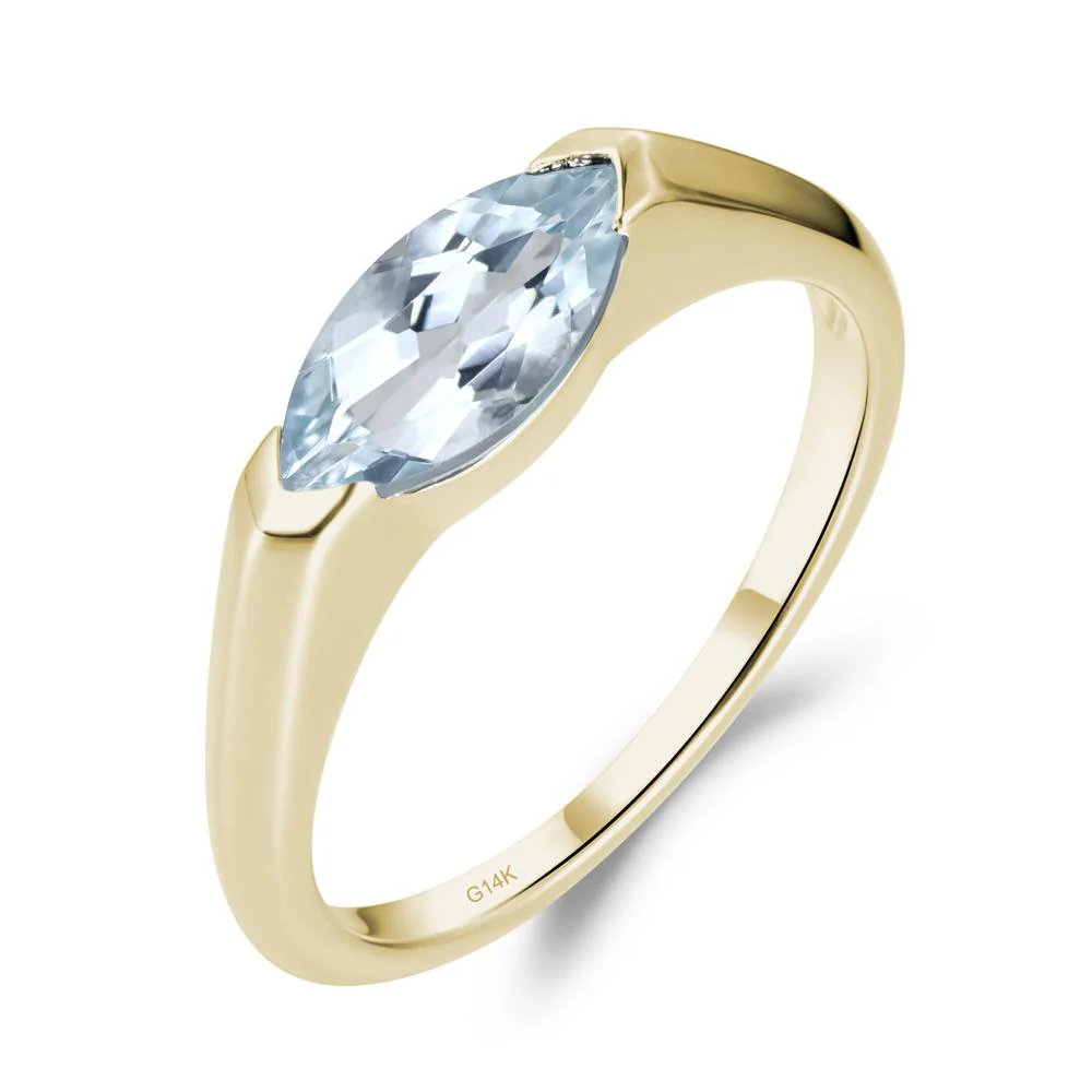 Aquamarine East West Bezel Marquise Ring - Image 3
