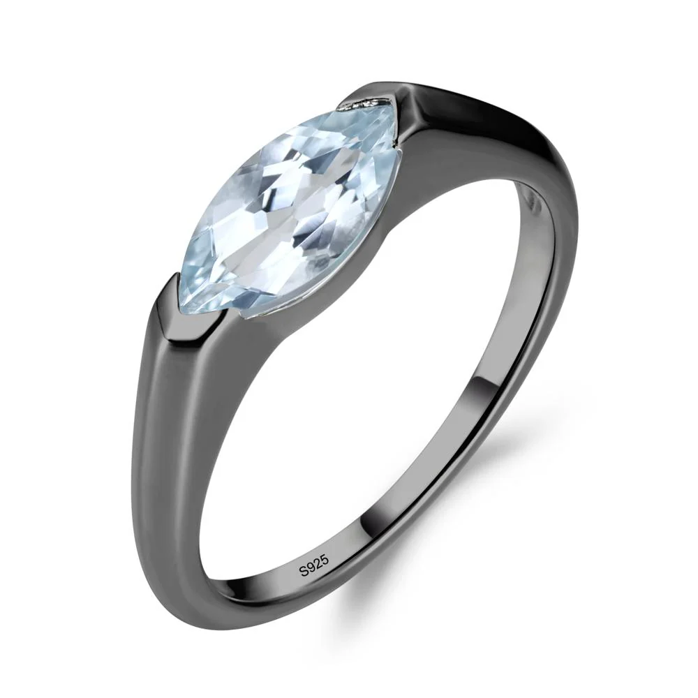 Aquamarine East West Bezel Marquise Ring - Image 7