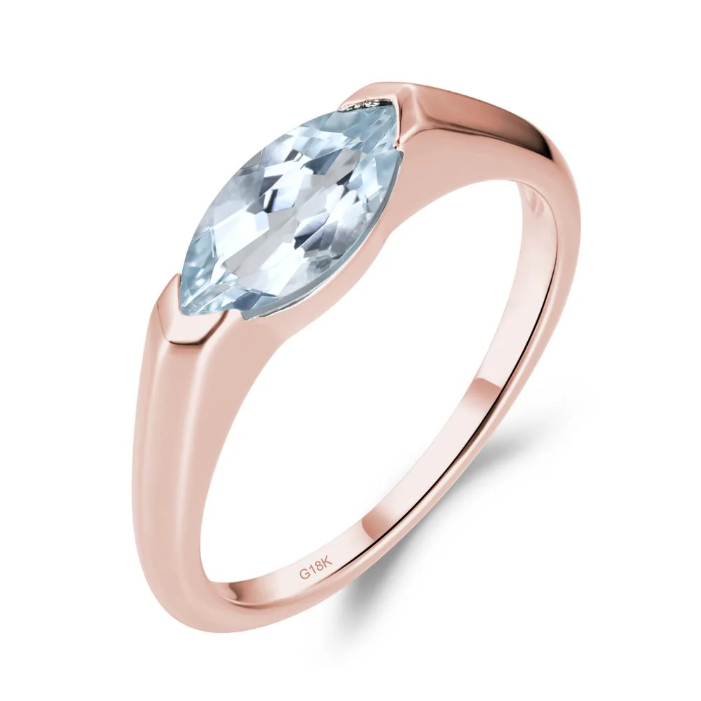 Aquamarine East West Bezel Marquise Ring - Image 8