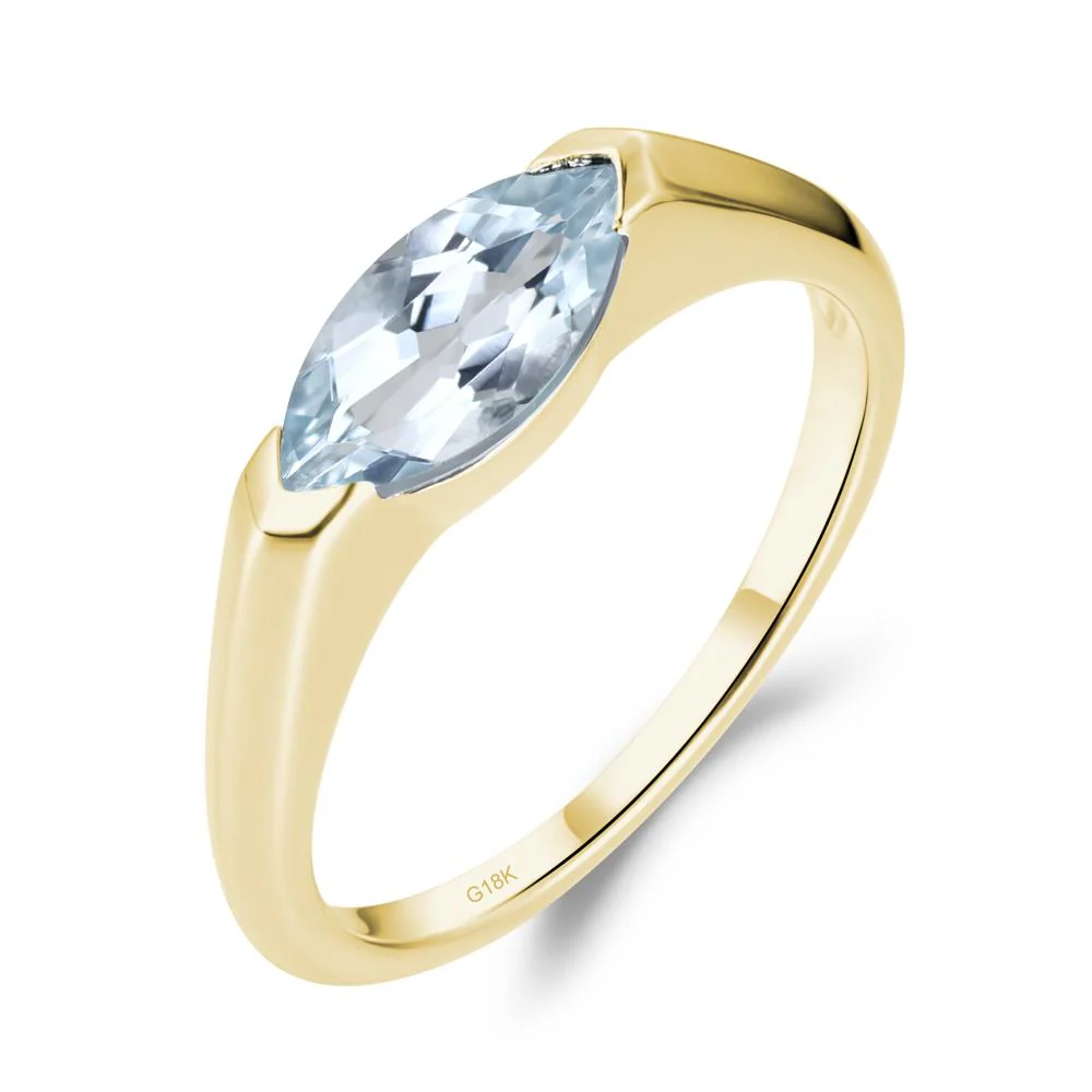 Aquamarine East West Bezel Marquise Ring - Image 9