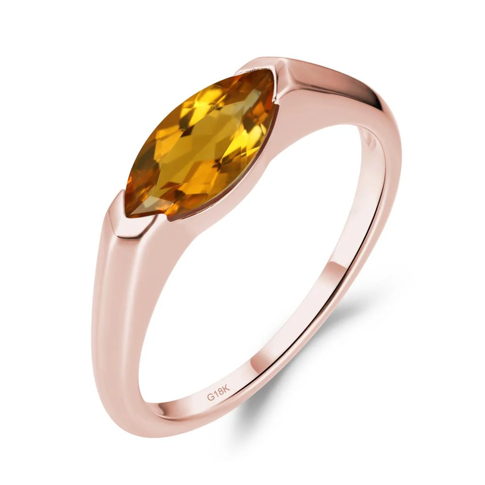 Citrine East West Marquise Engagement Ring