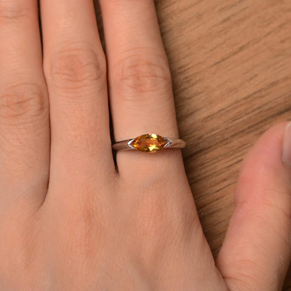 Citrine East West Marquise Engagement Ring - Image 13