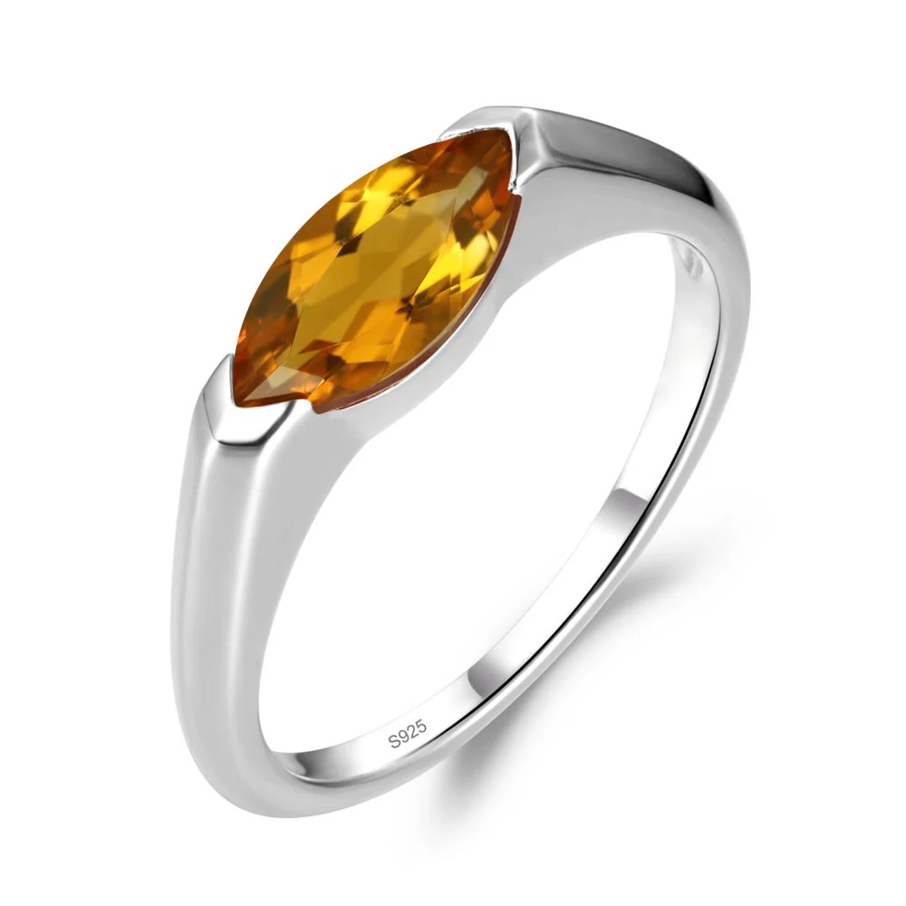 Citrine East West Marquise Engagement Ring - Image 2