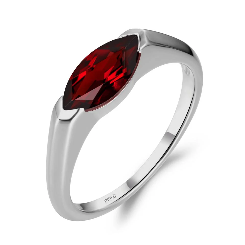 Garnet East West Bezel Marquise Ring - Image 2