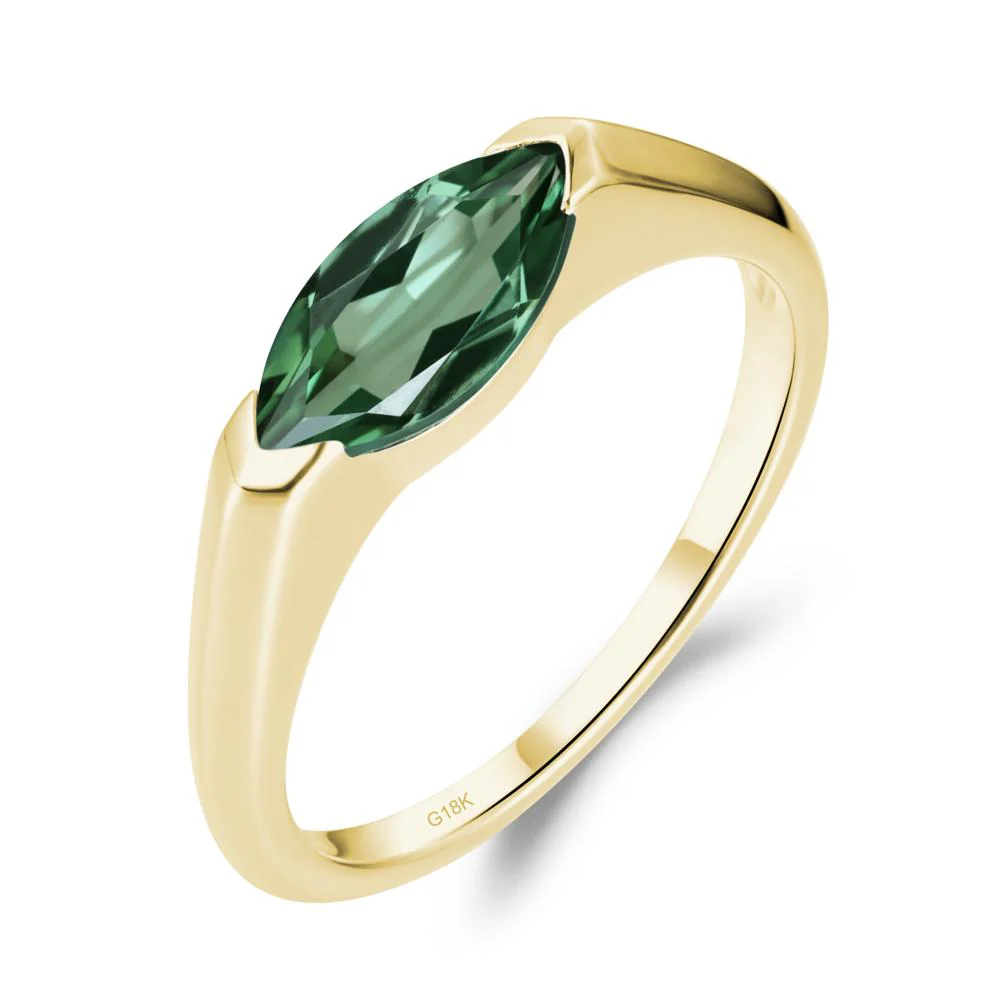 East West Marquise Cut Green Sapphire Ring - Image 3