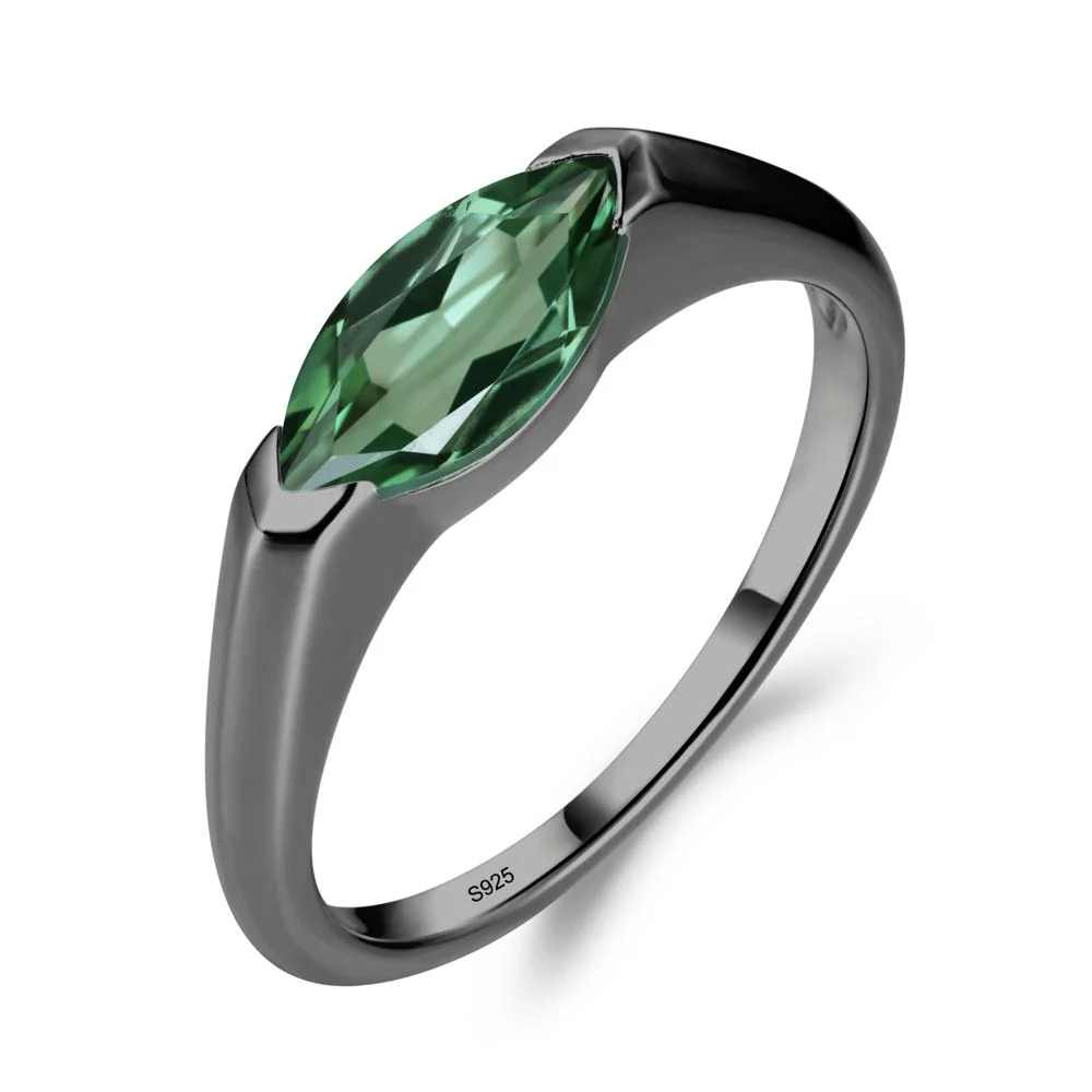 East West Marquise Cut Green Sapphire Ring - Image 4